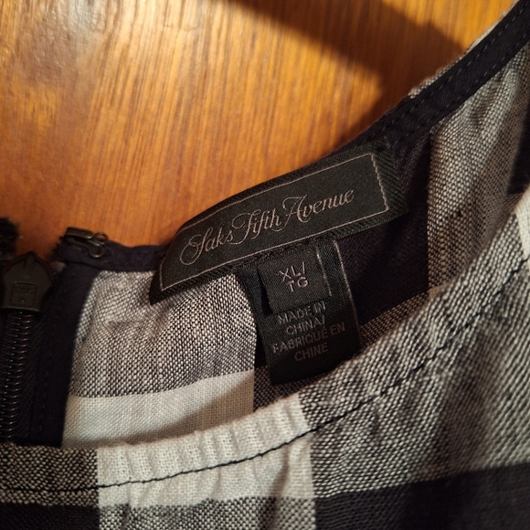 Saks Fifth Avenue Linen Lyocell Blend Belted Asymmetrical Hem Blouse Ladies XL - Picture 6 of 6